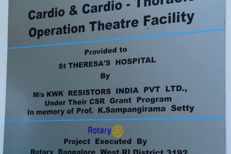 A New Chapter in Healthcare: Rotary Bangalore West Inaugurates Advanced Cardio-Thoracic OT at St. Theresa’s Hospital