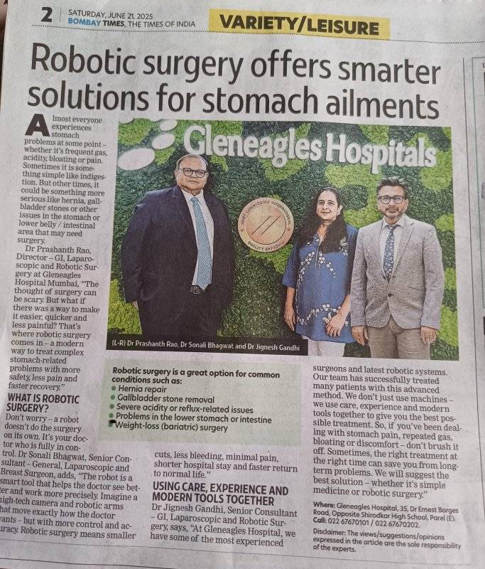 Robotics Surgery Offers Smarter Solutions for Stomach Ailments