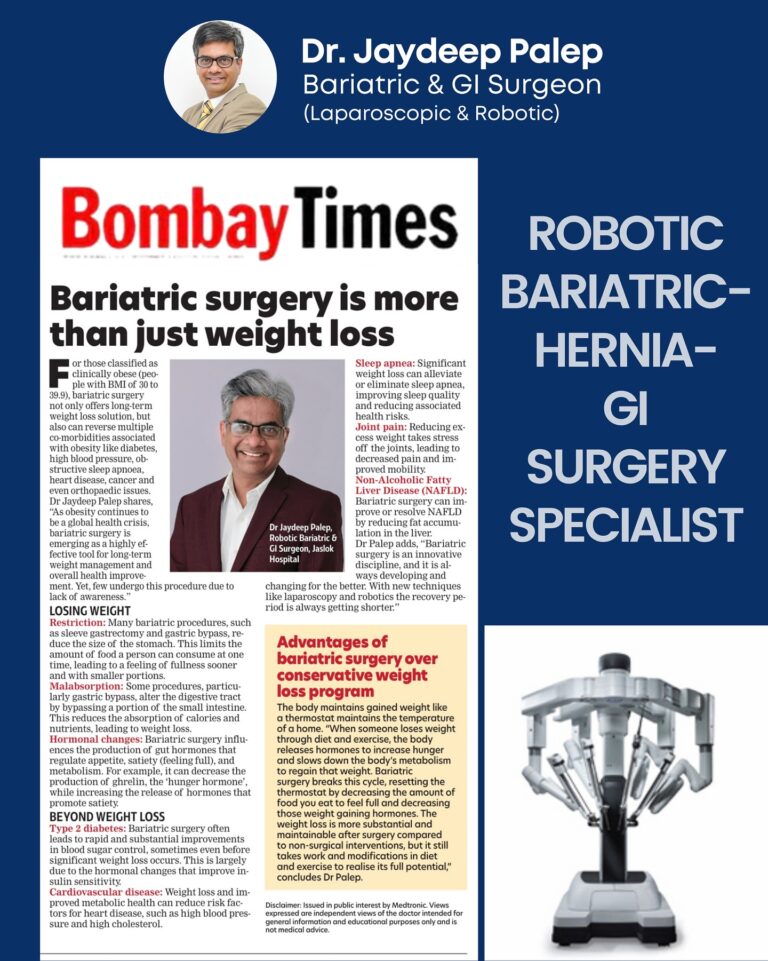 Dr. Jaydeep Palep Featured in Bombay Times for Advancing Bariatric & GI Surgery in India